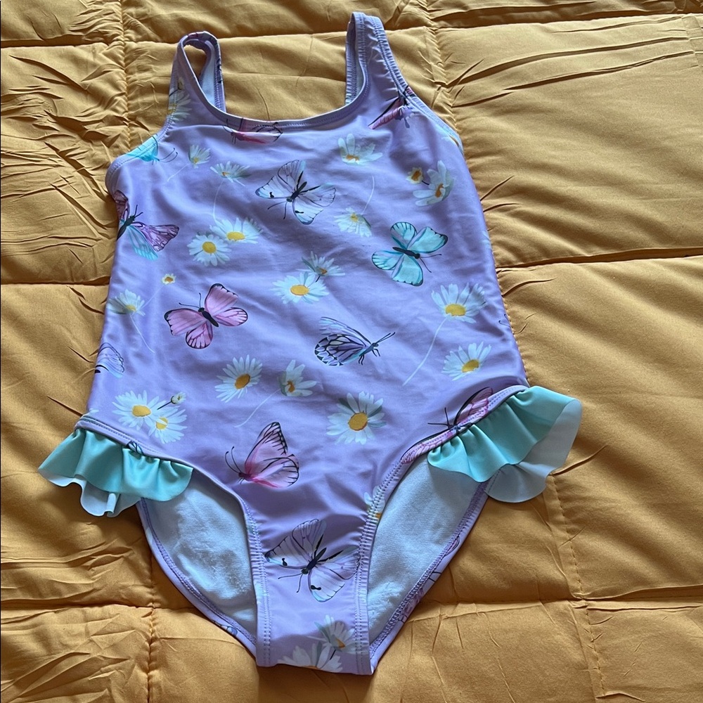 YMI Kids Swim One Piece - Purple with Butterfly Print